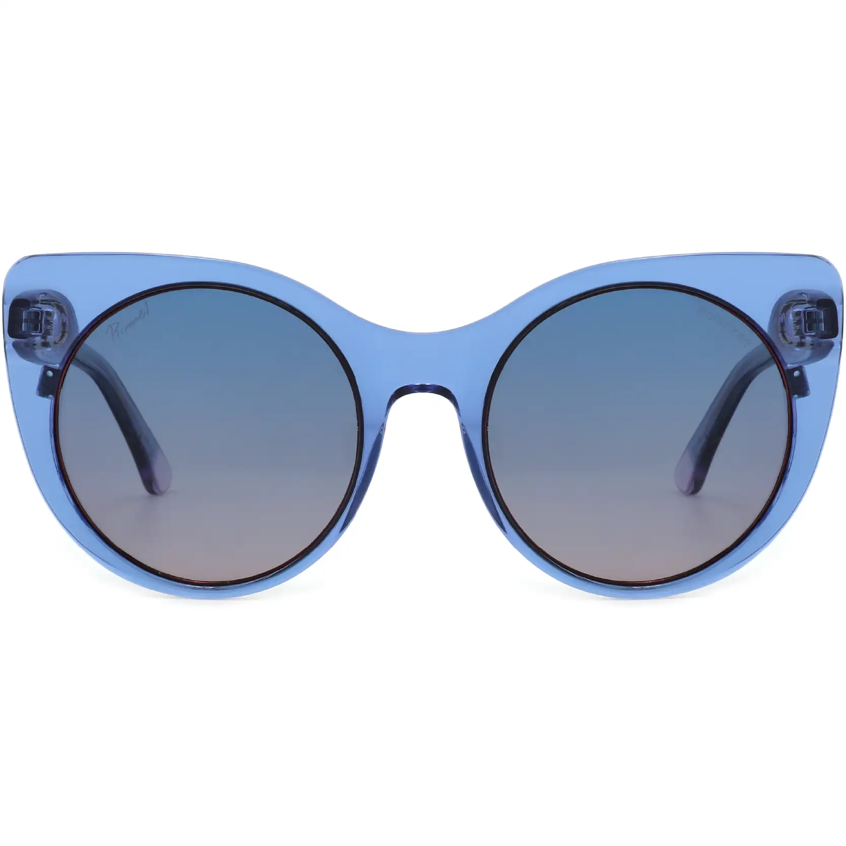 Gafas sol redonda azul, vista frontal