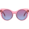 Gafas sol redonda rosa coral transparente, vista frontal