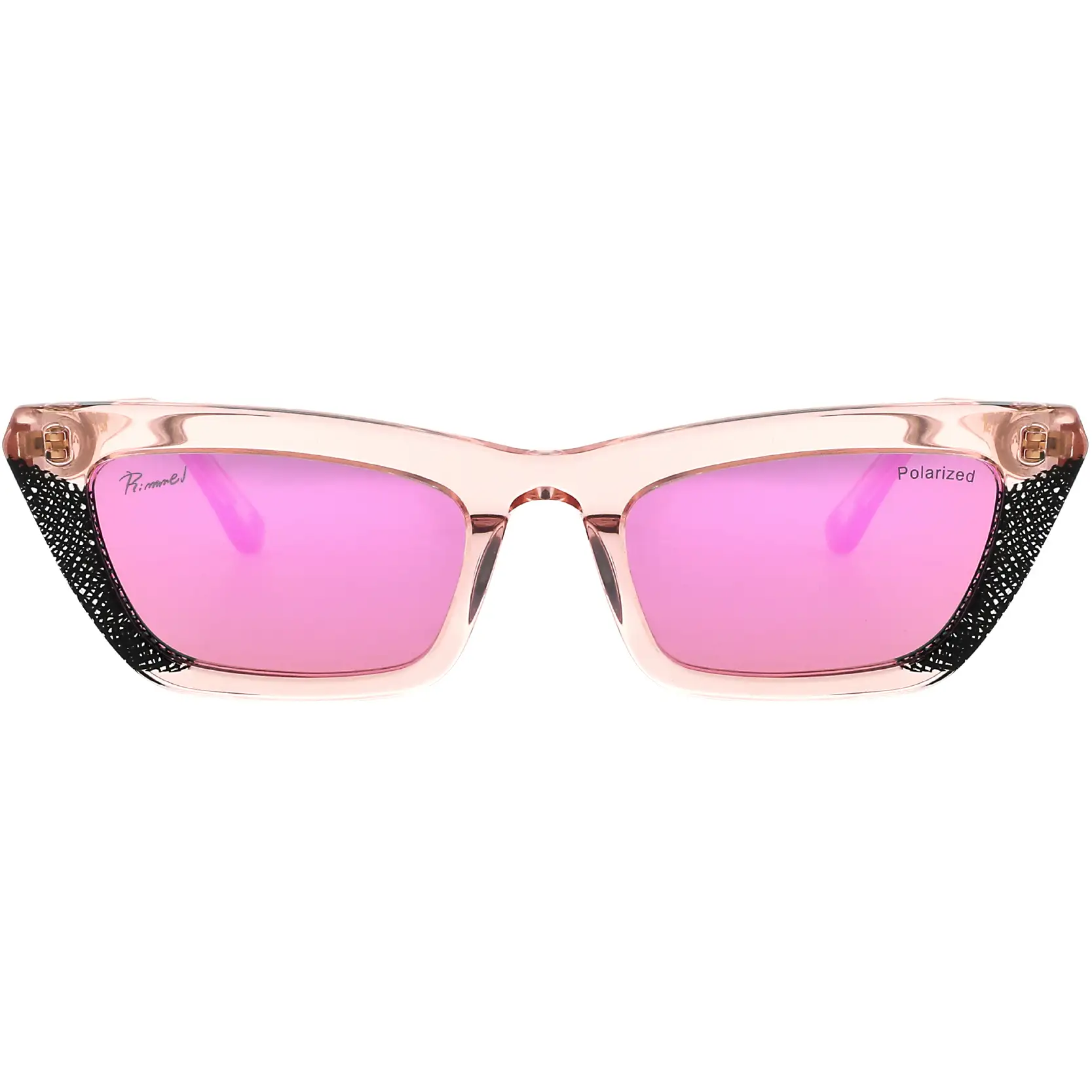 Gafas sol cat-eye rosa transparente, vista frontal