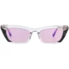 Gafas sol cat-eye transparente detalle enrejado, vista frontal